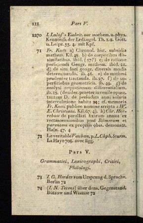 118-123, Pars V. Grammatici, Lexicographi, Critici, Philologi.
