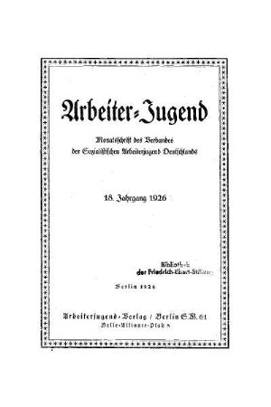 18: Arbeiter-Jugend - 18.1926