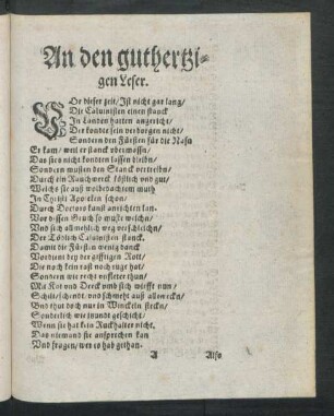 An den guthertzigen Leser.