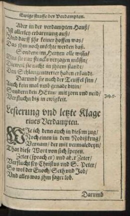 Lesterung und letzte Klage eines Verdampten.