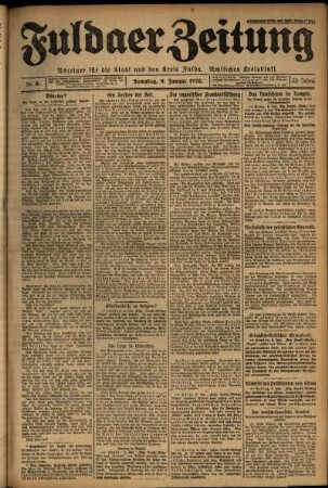 Ausgabe vom Samstag, den 09. Januar 1926.