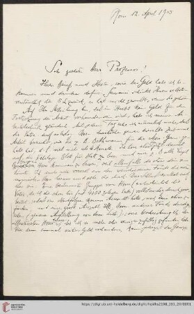 Brief von Fritz Saxl an Franz Boll