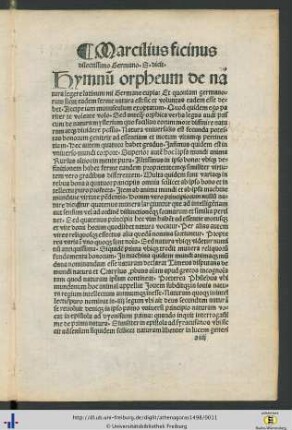 Marcilius ficinus dilectissimo Hermano...