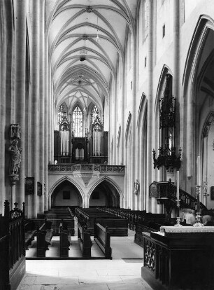Rothenburg ob der Tauber. Stadtkirche Sankt Jakob (1311/1484). Inneres zur Orgelempore