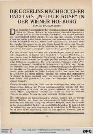 Die Gobelins nach Boucher und das "Meuble Rose" in der Wiener Hofburg