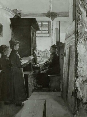 Der Organist : Kuehl, Gotthardt: Der Organist. Um 1880/1885. Aquarell auf Papier; 59 x 45 cm. Dresden: Galerie Neue Meister 2324 C
