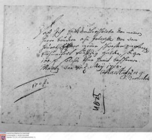 Beilage zum Ehevertrag zwischen Carl Anton Emmerich und Catharina Freiin Wambold