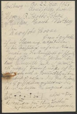 Brief an B. Schott's Söhne : 22.12.1927
