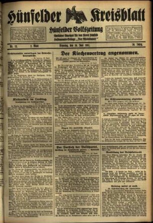 Zweite Ausgabe vom Dienstag, den 16. Juni 1931.