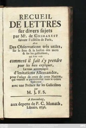 Recueil de lettres sur divers sujets