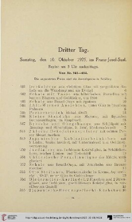 Dritter Tag: Samstag, den 10. Oktober 1925 (Nr. 341-484)