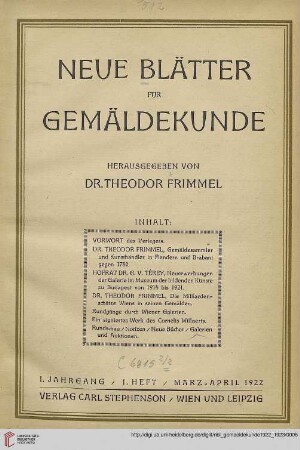 1. Heft (März-April 1922)