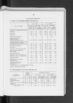 Berufe des Gesundheitswesens 1980 und 1981