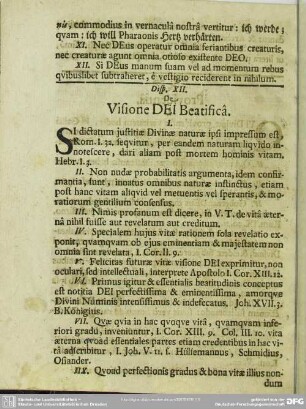 Disp. XII. De Visione Dei Beatifica