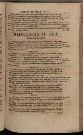 Fridericus II. Rex Siciliæ, Imperator.