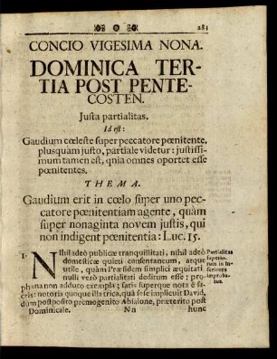 Concio Vigesima Nona. Dominica Tertia Post Pentecosten.
