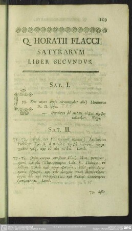 Q. Horatii Flacci Satyrarum Liber Secundus