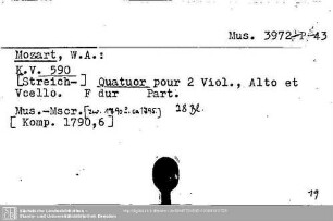 Mozart, Wolfgang Amadeus, Quatuor