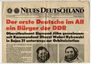 Tageszeitung "Neues Deutschland" zum Weltraumflug von Sigmund Jähn (erster Deutscher im All)