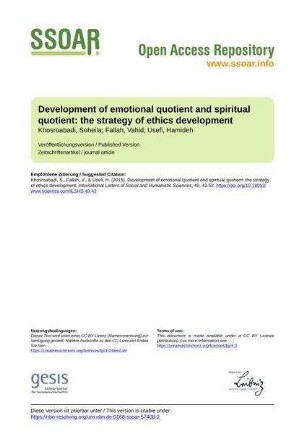 Development of emotional quotient and spiritual quotient: the strategy of ethics development