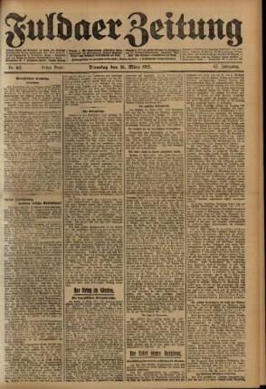 Erste Ausgabe vom Dienstag, den 16. März 1915.