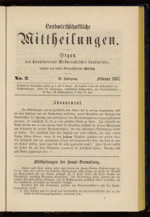 No. 2. 31. Jahrgang. Februar 1863.