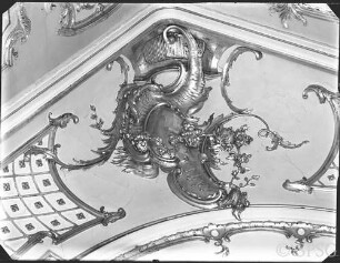 Berlin, Schloss Charlottenburg, Neuer Flügel, Erste Wohnung Friedrich II., Versilberte Kammer, R.: 353, Detail.