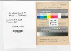 Entnazifizierung Peter Huesch , geb. 21.03.1909 (Steiger)