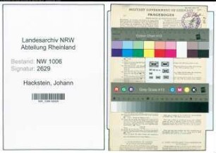 Entnazifizierung Johann Hackstein , geb. 11.05.1891 (Kaufmann)
