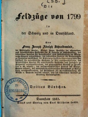 Die Feldzüge von 1799 in der Schweiz und in Deutschland, 3