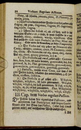 III. Cap. vom Verbo regulari Passiuo