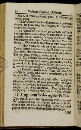 III. Cap. vom Verbo regulari Passiuo