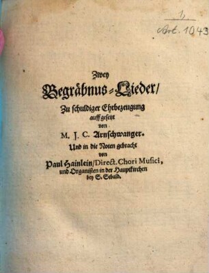 Zwey Begraebnus-Lieder