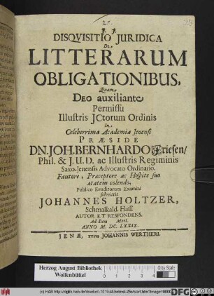 Disquisitio Iuridica De Litterarum Obligationibus