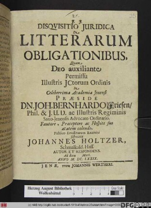 Disquisitio Iuridica De Litterarum Obligationibus