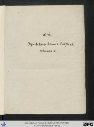 Handschriftliches Titelblatt des gesamten Bandes.