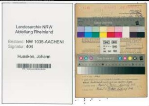 Entnazifizierung Johann Huesken , geb. 11.10.1910 (Steiger)
