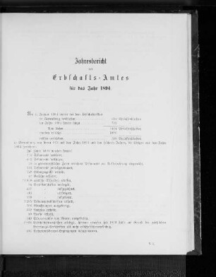 Jahresbericht des Erbschafts-Amts für das Jahr 1894.