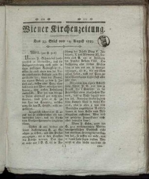 Das 33. Stück vom 14. August 1789.