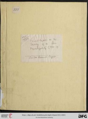 Final report on the survey of the Puri municipality (1918-19)