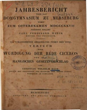 Jahresbericht : Ostern .... 1826/27