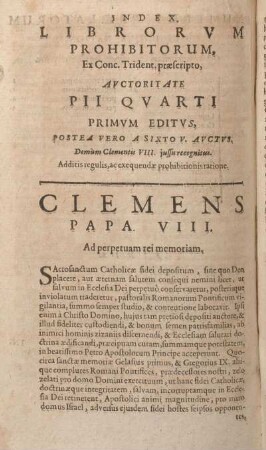 Index Librorvm Prohibitorum, Ex Conc. Trident. praescripto, Avctoritate Pii Qvarti