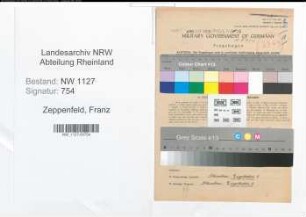 Entnazifizierung Franz Zeppenfeld , geb. 22.12.1902 (Stadtobersekretaer)