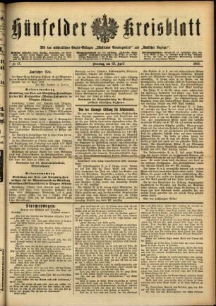 Ausgabe vom Dienstag, den 23. April 1912.