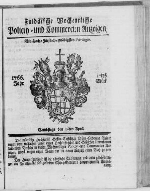 17tes Stück, Ausgabe vom 26. April 1766