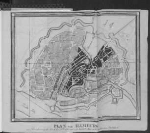 PLAN von HAMBURG mit Bezeichnung der durch die Feuersbrunst vom 5t. bis d. 8t. Mai 1842 verheerten Stadttheile.