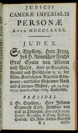 Judicii Cameræ Imperialis Personæ Anno MDCCLXXXX.