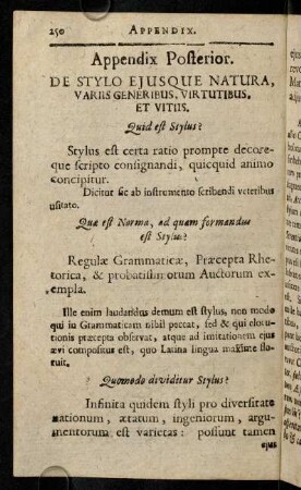 250-263, Quid est Stylus? - Quomodo dividitur Stylus ratione Subjectorum & materiae specialis?