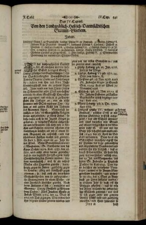 Das IV. Capitel. Von den Landgräflich-Hessisch-Darmstädtischen Stamm-Gliedern.