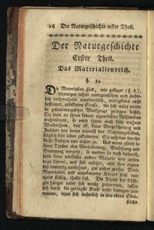 Der Naturgeschichte Erster Theil: Das Materialienreich §. 14. [- §. 84.]